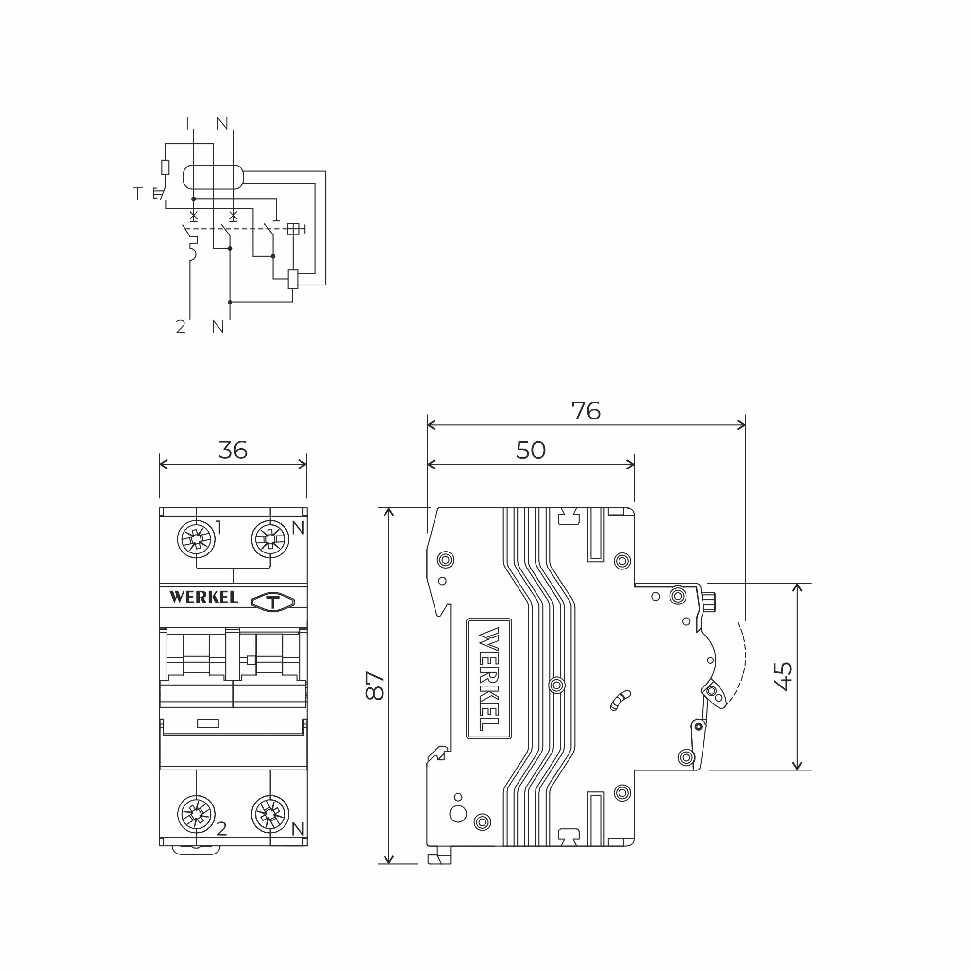 Дифференциальный автомат 1P+N Werkel W922P164 40 A электромеханический, 30 mA, 6 kA, C A - фотография № 3