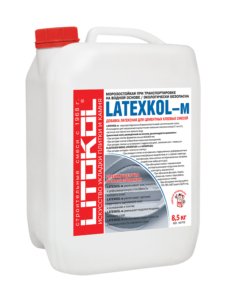 Латексная добавка для цементных клеевых смесей LATEXKOL Litokol 8,5 кг