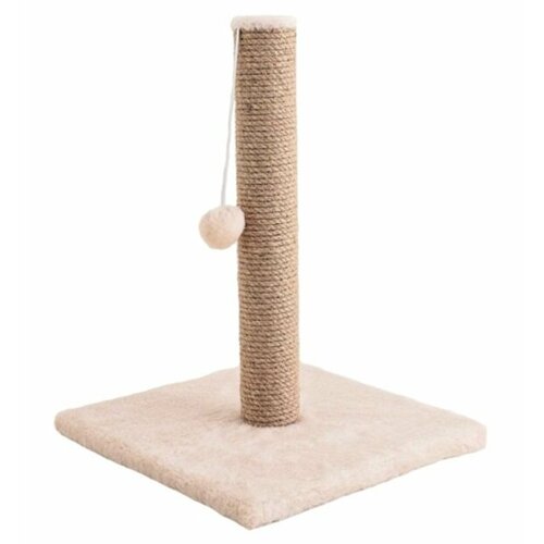 Когтеточка-столбик для кошек, с и грушкой релакс, бежевая, 35х35х48 см