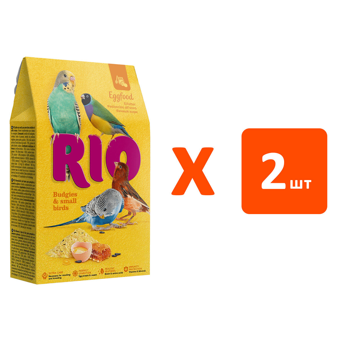RIO EGGFOOD корм яичный для волнистых попугаев и мелких птиц (250 гр х 2 шт)