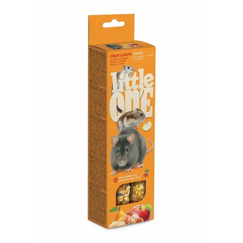 Little One палочки для хомяков, крыс, мышей и песчанок с фруктами и орехами коробка 2 палочки по 60г 6 шт