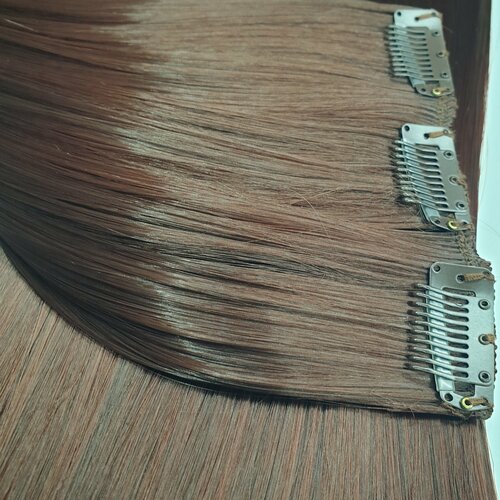 Пряди волос 2 штуки (по 14 см длина 57см ) на клип-заколках / искусственные волосы на заколках/волосы для кукол