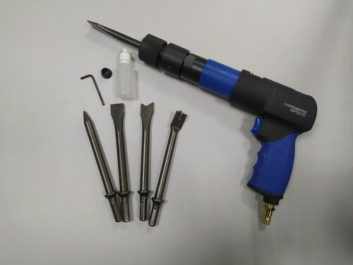 Изображение товара Пневмозубило 250 мм с шестигранным хвостовиком и комплектом насадок и быстросъемным держателем NORDBERG