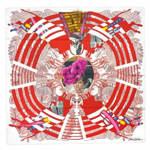 фото Платок christian lacroix,90х90 см, белый, красный