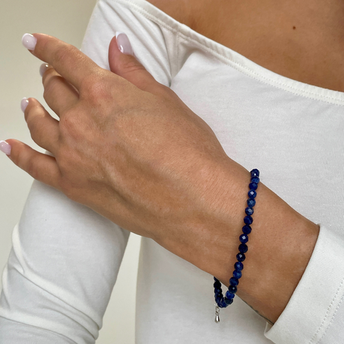 фото Славянский оберег, жесткий браслет, содалит, 1 шт., размер 17 см, размер one size, голубой, синий нет бренда