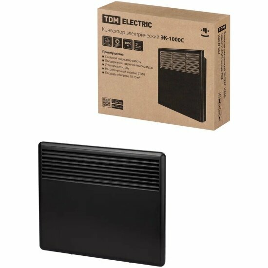 Конвектор Tdm Electric ЭК-1000С, 1000 Вт, термостат, Стич, черный, SQ2520-1207