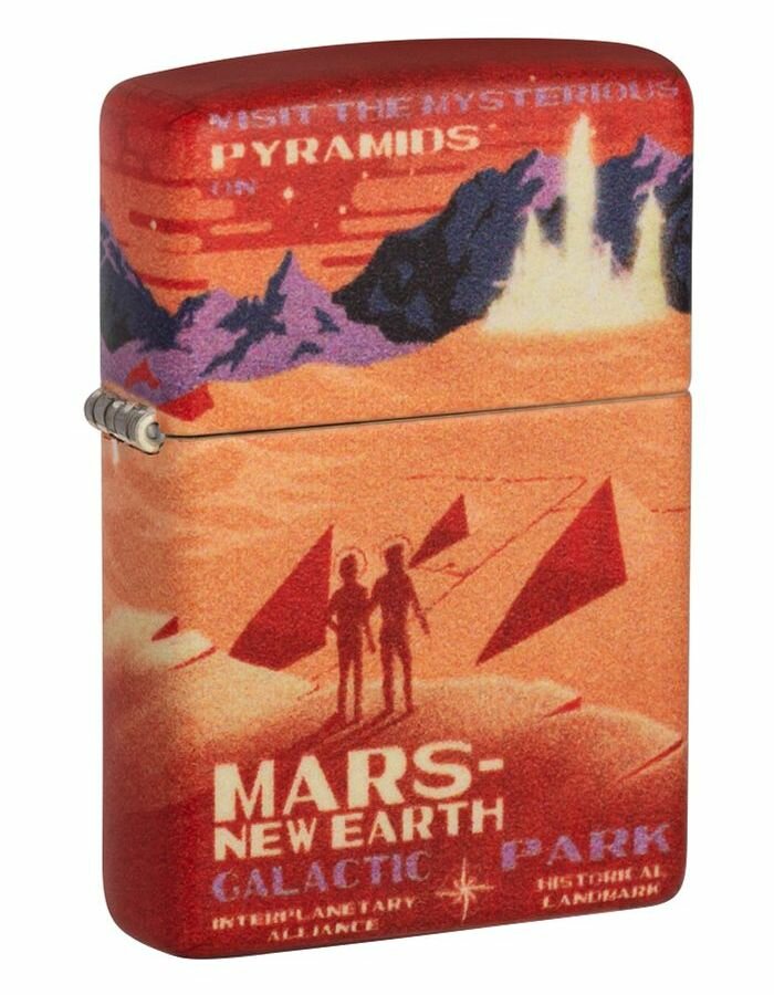 Зажигалка Zippo Mars Design с покрытием 540 Matte, латунь/сталь, красная, матовая, 38x13x57 мм
