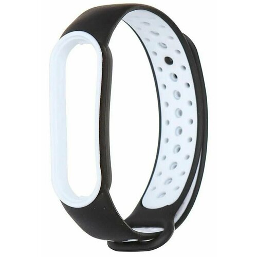 Aксессуар Ремешок Red Line для Xiaomi Mi Band 6 Silicone Black-White УТ000025168 ремешок нейлоновый red line для xiaomi mi band 6 ментоловый с желтой окантовкой 30