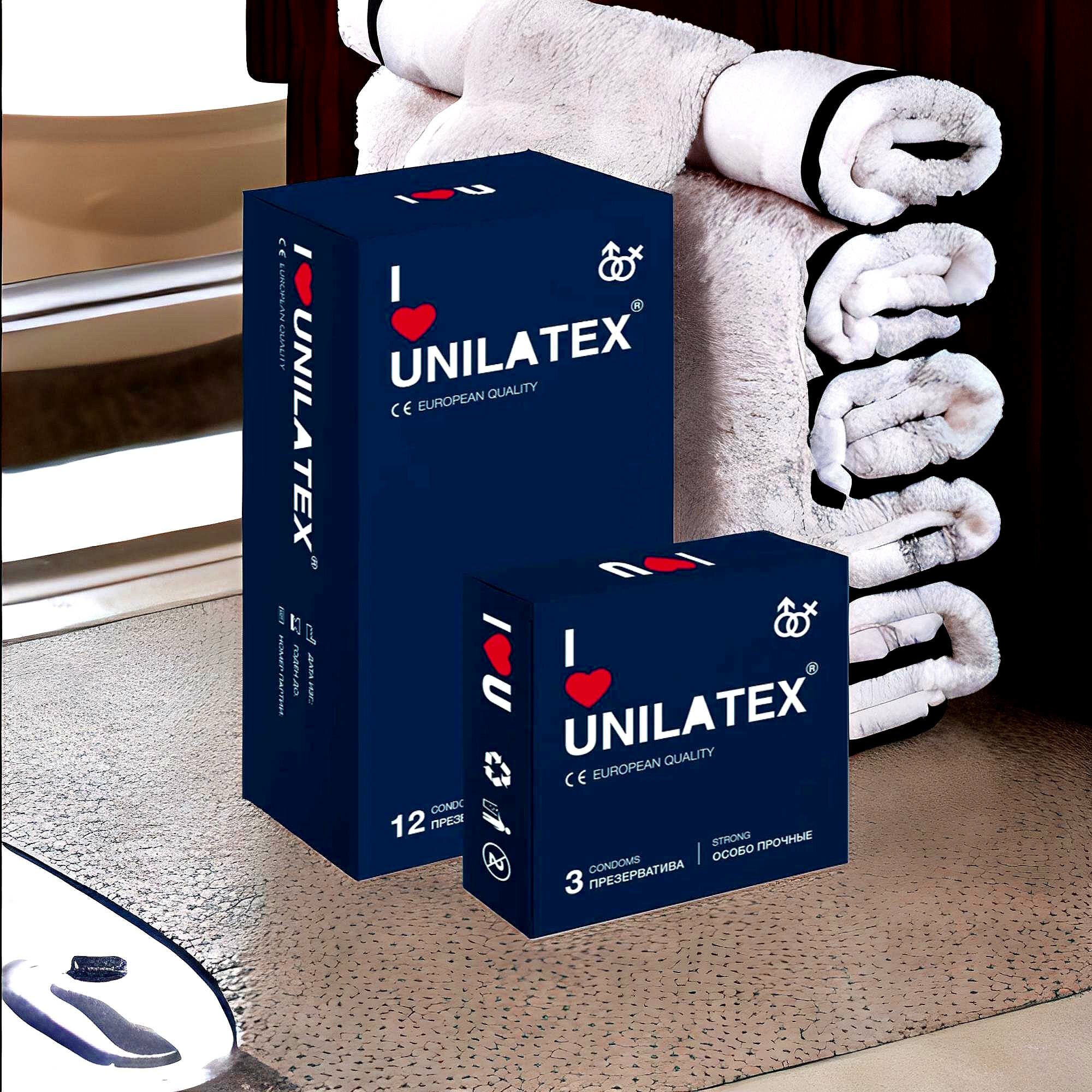 Презервативы Unilatex 12 штук + 3 в подарок, особо прочные для животного секса