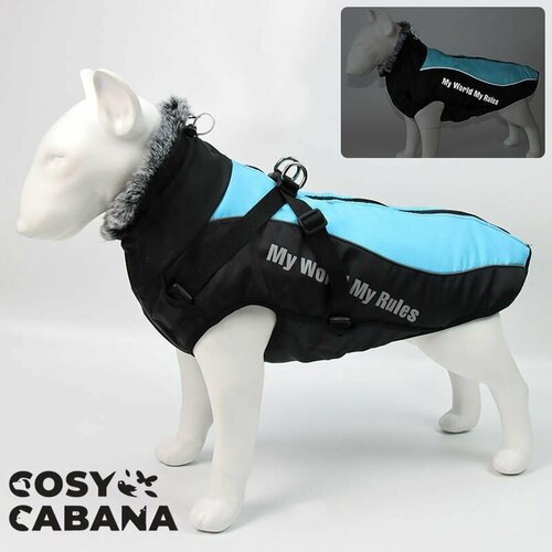 Зимняя куртка жилет для собак / Теплая, водоотталкивающая, светоотражающая / Размер 2XL, голубая зимняя куртка жилет для собак теплая водоотталкивающая светоотражающая размер 2xl оранжевая
