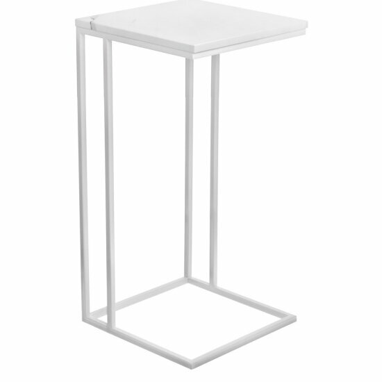 Придиванный столик Bradex Home Loft 35x35см, белый мрамор с белыми ножками