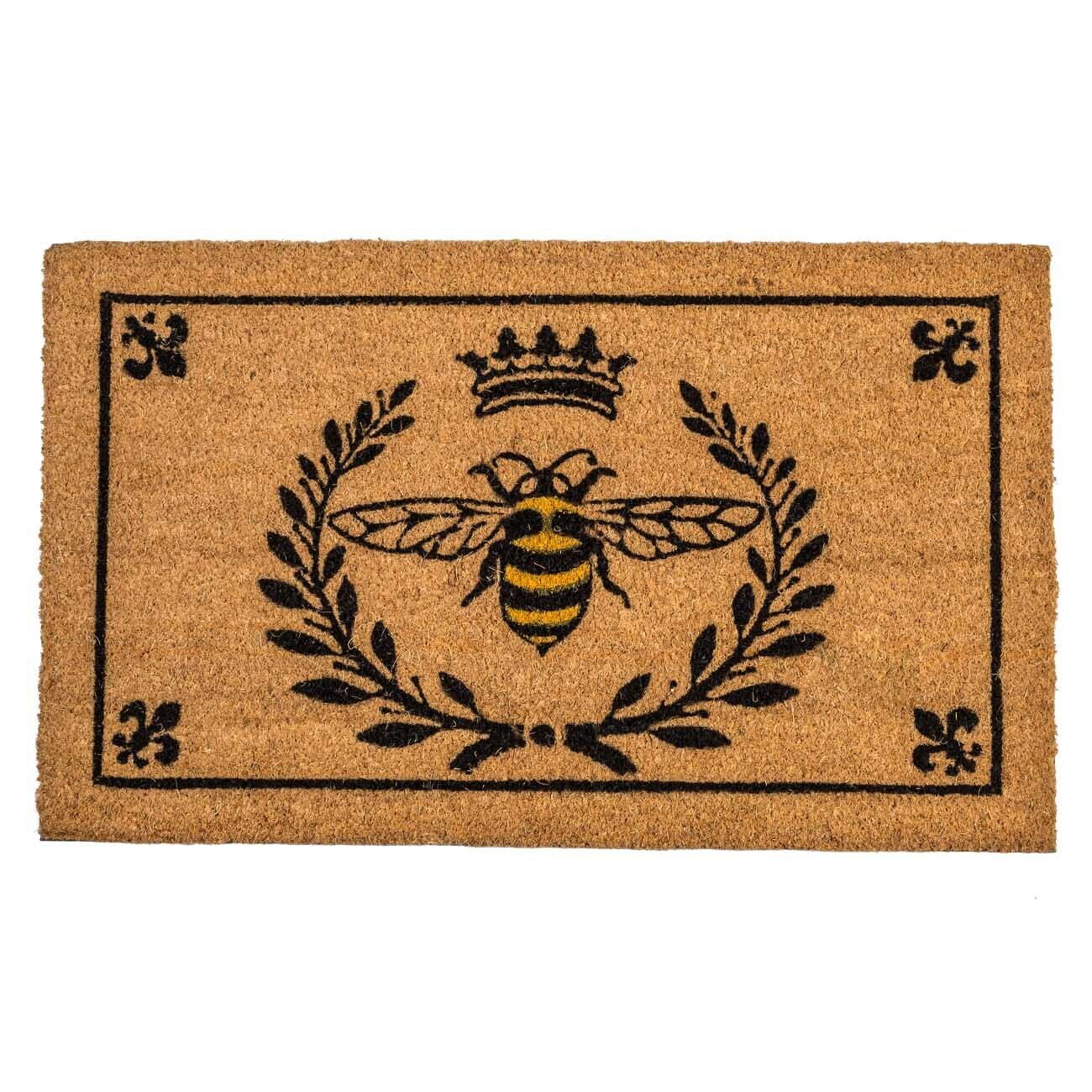 фото Коврик придверный Kuchenland, 45x75 см, кокос, бежевый, Пчела, Honey