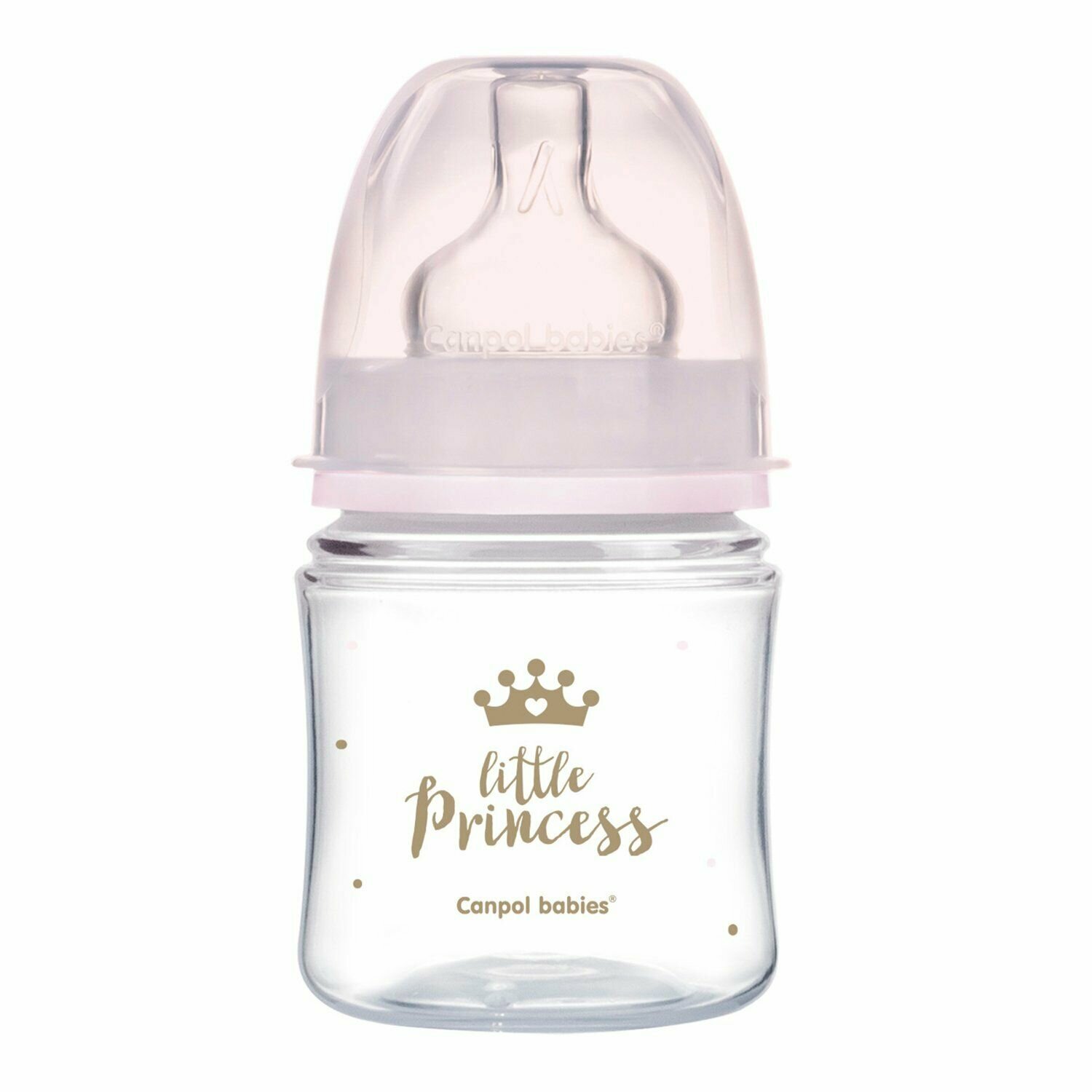 Бутылочка для кормления Canpol Babies EasyStart Royal Baby PP с широким горлышком, 120мл (с 0 месяцев) розовая