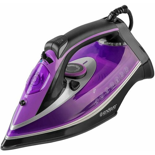 Утюг Endever Delta-222 черный, черный, фиолетовый