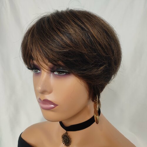 Женский парик из натуральных волос с короткой стрижкой от бренда wigdream парик из натуральных волос чёрный