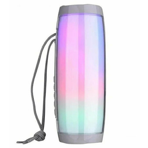 Портативная колонка 157 с подсветкой - Беспроводная колонка колонка с радио Bluetooth колонка колонка с беспроводным подключением aux bluetooth usb microSD 10 Вт Колонка Для смартфона С зарядкой Серебристая 165000₽