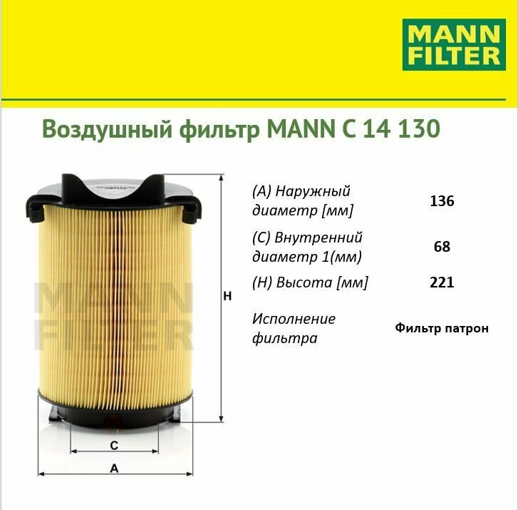 MANN-FILTER C14130 C14130 Фильтр Воздушный Mann