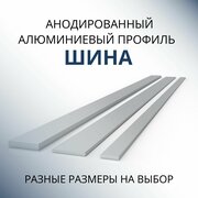 Шина алюминиевая анодированная 2х25, 1000 мм Серебристая матовая