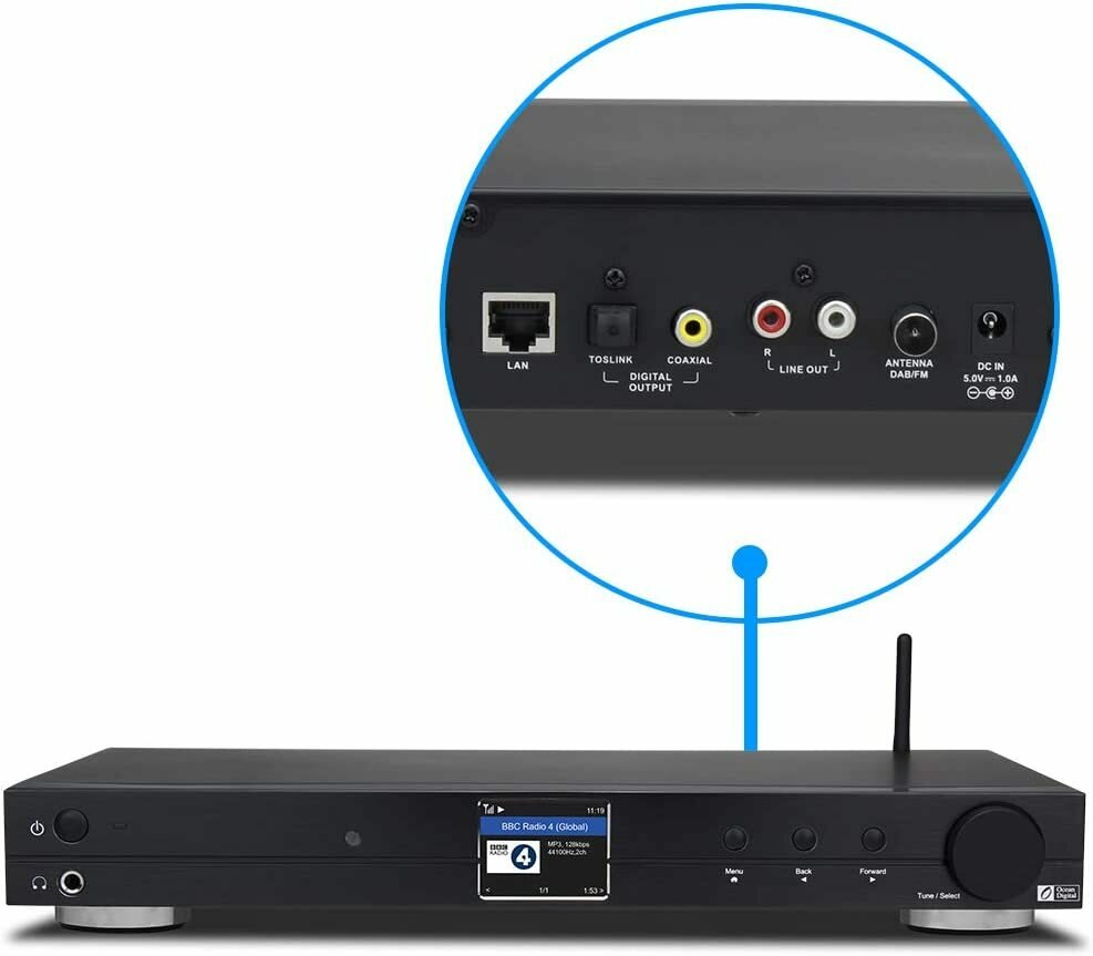 Hi-Fi интернет-радио тюнер Ocean Digital WR-10 (WiFi, Bluetooth, LAN, цветной дисплей 2.4" TFT, аналоговый и цифровой выход) — фото 3