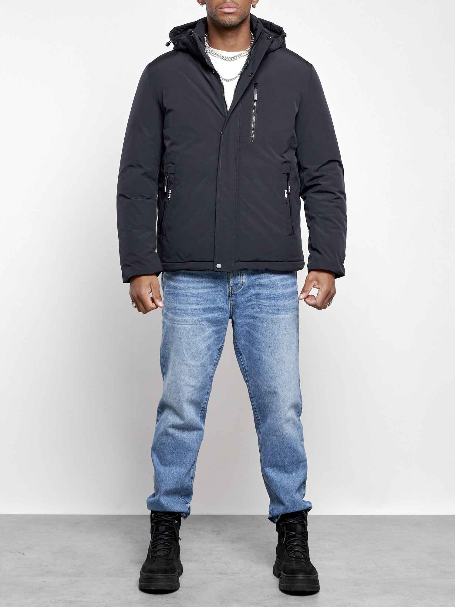 Куртка мужская зимняя с капюшоном спортивная великан AD8335Ch 58