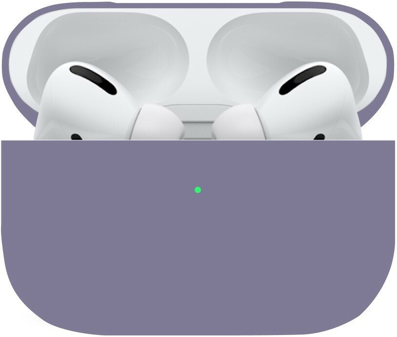 Защитный силиконовый чехол для беспроводных наушников Apple AirPods Pro 2 / Матовый тонкий кейс на Эпл Аирподс Про 2 / Противоударный / Lavender Grey