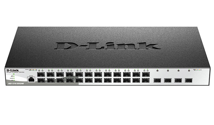 Коммутатор D-link 24x10/100/1000SFP, 4x10GBase-X SFP+, L2, 19" - фото №1