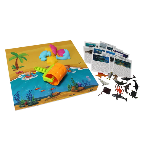 Игровой набор для кинетической песочницы Ученый Кот развивающие карточки обитатели моря 12 штук 41553 50