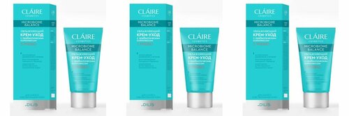 Claire Крем-уход Увлажняющий для сухой и чувствительной кожи Microbiome Balance, 50 мл, 3 шт