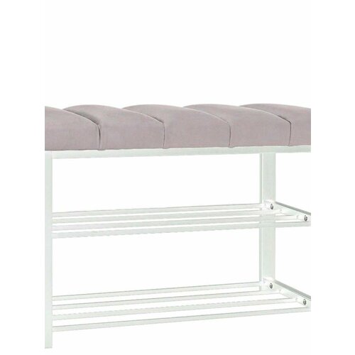 Обувница в прихожую с сиденьем узкая металлическая 6 пар