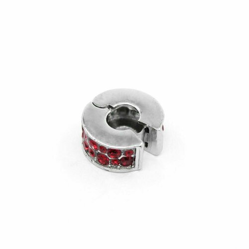 Подвеска на браслет Handinsilver ( Посеребриручку ) Стоппер-клипса со стразами (1шт), красный