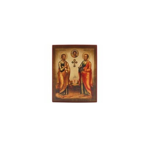 Икона Петр и Павел 18х14 АПП-441 прямая печать по левкасу, золочение #145959