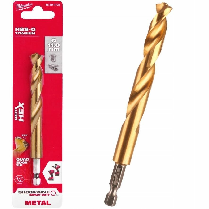 Сверло по металлу Milwaukee RedHEX HSS-G TiN-Покрытие из нитрида титана-48894725