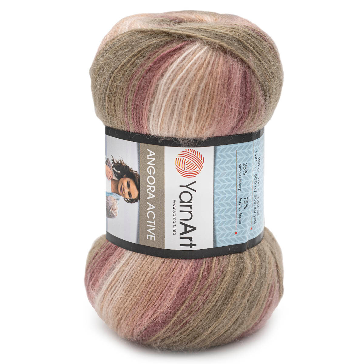 Пряжа для вязания YarnArt 'Angora Active', 100г, 500м (20% мохер, 80% акрил) (853 меланж), 5 мотков