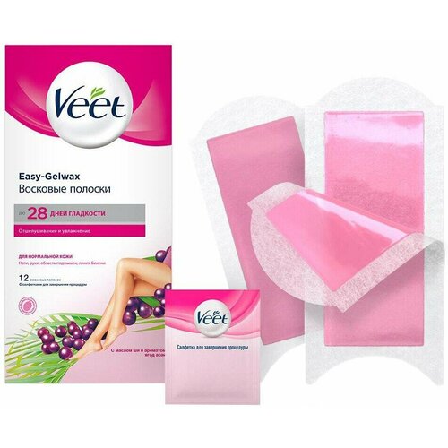 Veet / Полоски для депиляции Veet Easy Gelwax восковые для нормальной кожи 12шт 2 уп средства для бритья и депиляции veet полоски восковые с маслом ши naturals