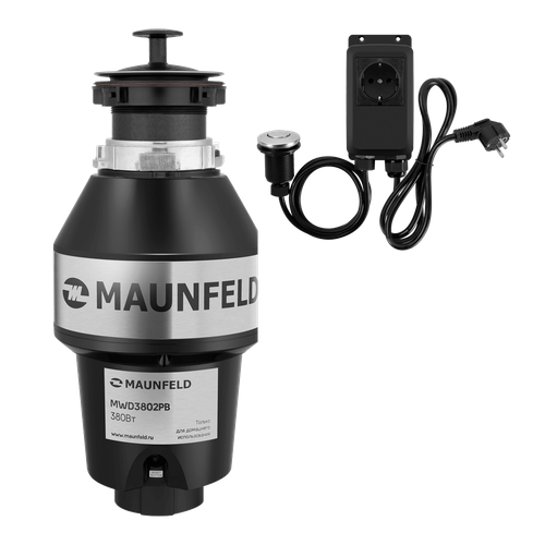 Измельчитель пищевых отходов с пневмокнопкой MAUNFELD MWD3802PB черный