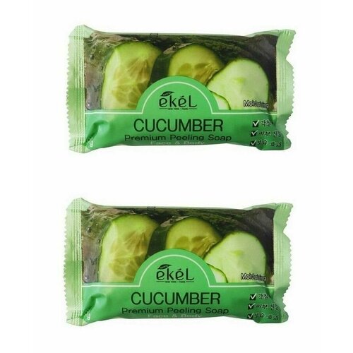 Мыло для тела Ekel, Peeling Soap Cucumber, косметическое, с экстрактом огурца, 150 г, 2 уп