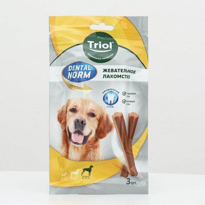 Лакомство для собак Triol Dental norm палочки жевательные 3 шт, 120 г - фото №1