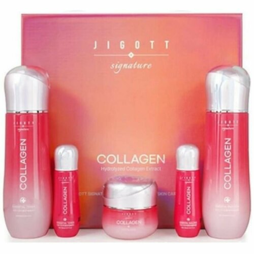 Jigott Набор увлажняющих средств для лица: тонер, эмульсия, крем / Signature Collagen Essential Skin Care 3 Set