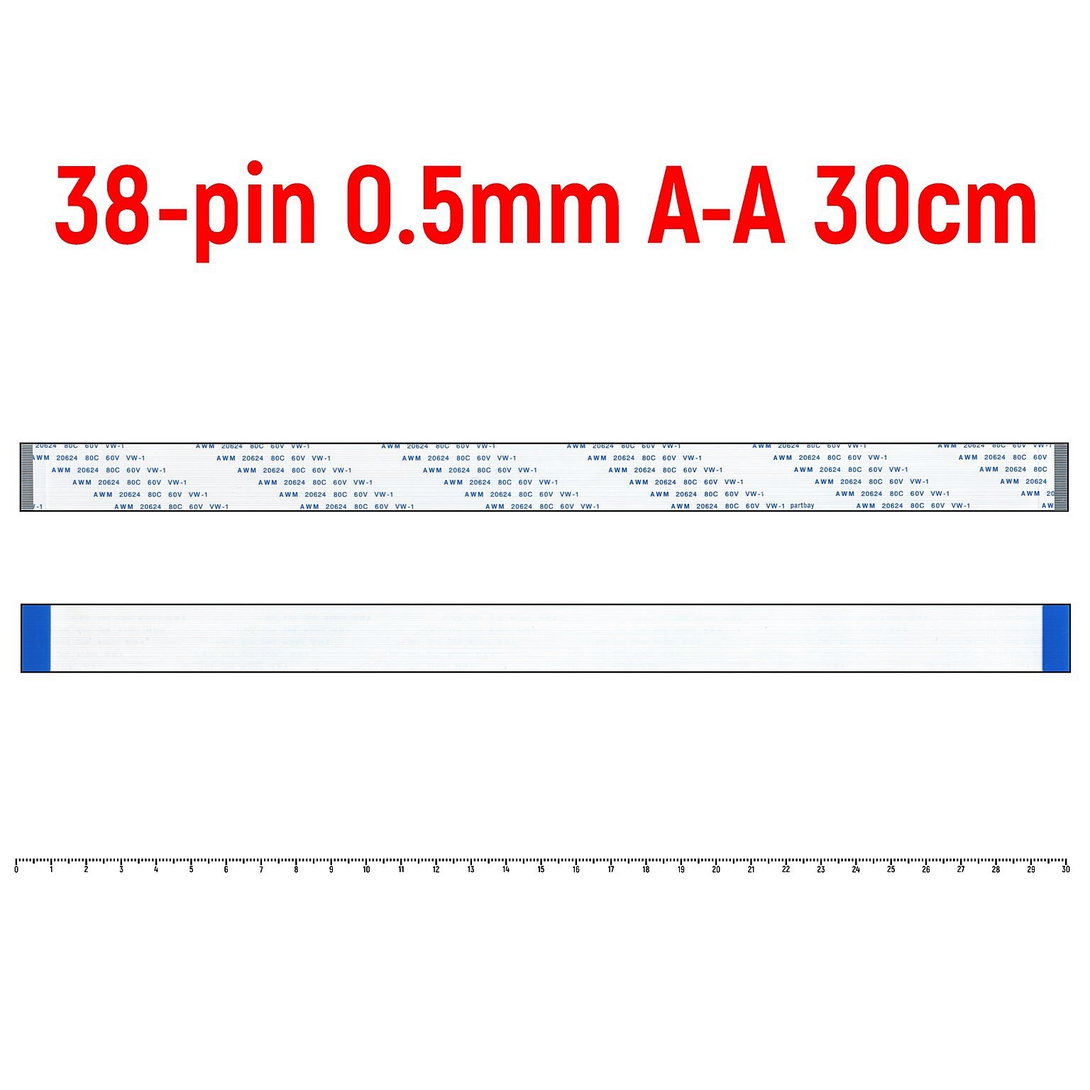 Шлейф FFC 38-pin Шаг 0.5mm Длина 30cm Прямой A-A