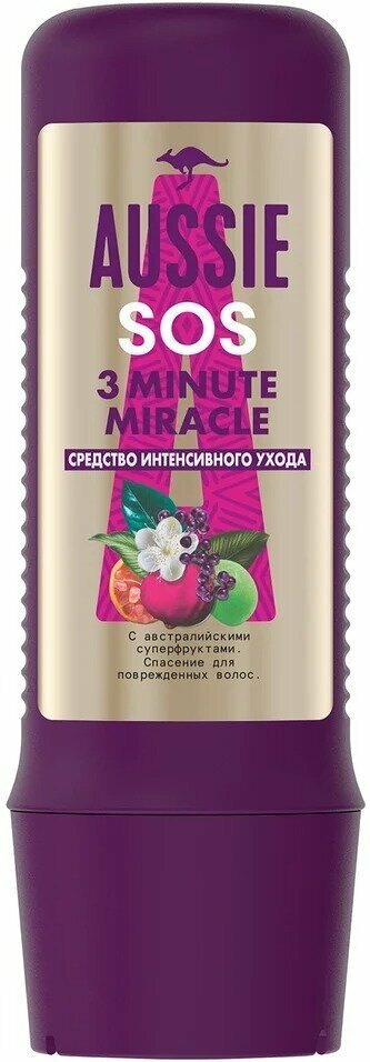 Aussie Средство для волос SOS 3 Minute Miracle Интенсивный уход 225мл 2 шт