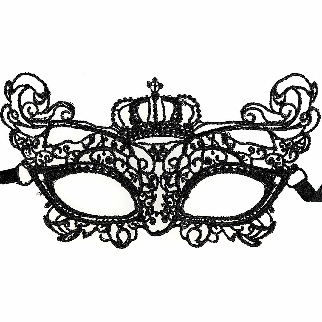 Маска кружевная фигурная Королева Черный 16*24 см 1 шт.