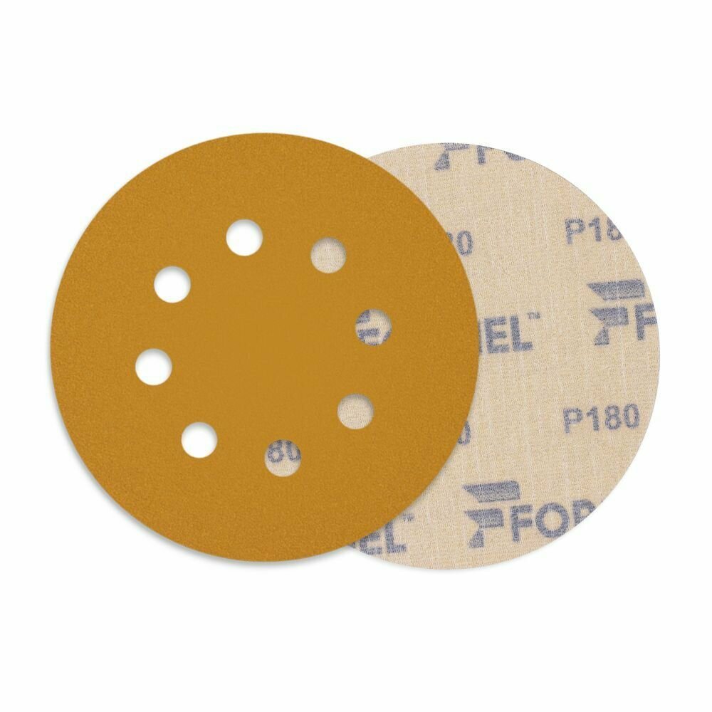Круги шлифовальные на липучке / Абразивный диск с 8 отв. на бумажной основе 125 мм P180 (10 шт.)
