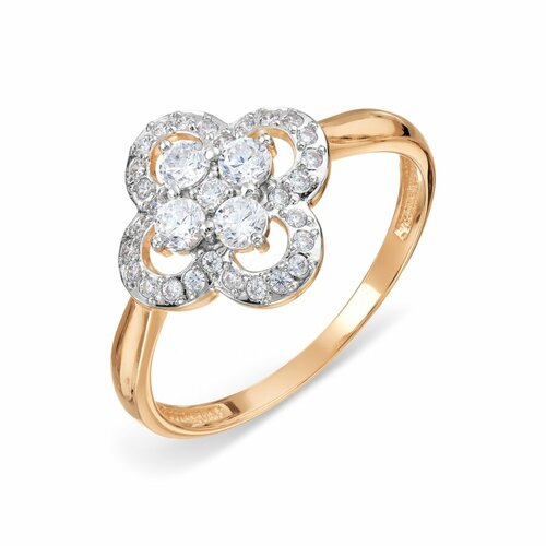 фото Кольцо diamant online, золото, 585 проба, фианит, размер 17