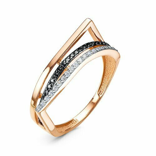 Кольцо Diamant online, золото, 585 проба, фианит, размер 17.5, черный
