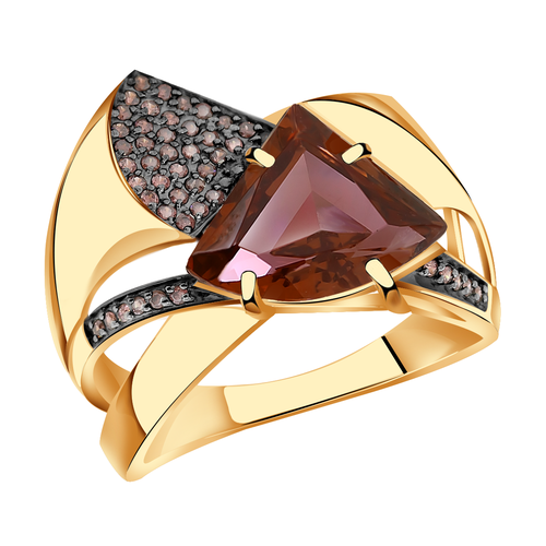 фото Кольцо diamant online, золото, 585 проба, фианит, родолит, размер 20, розовый
