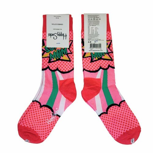 Носки Happy Socks, размер 36-40, зеленый, розовый носки happy socks размер 36 40 мультиколор розовый зеленый