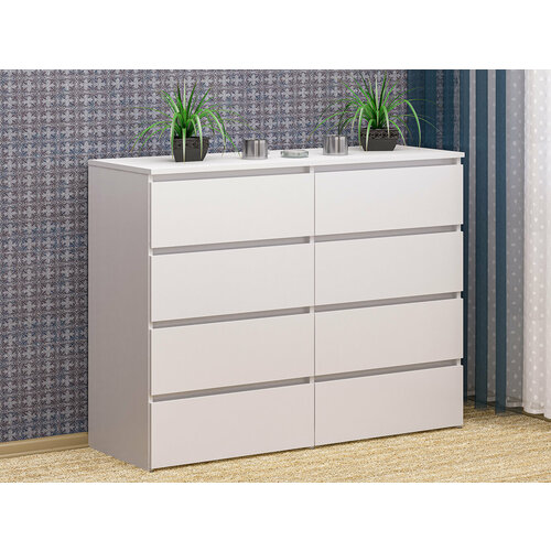 Комод К-23, 8 ящиков, 93х120х48 см, белый, матовый, универсальный