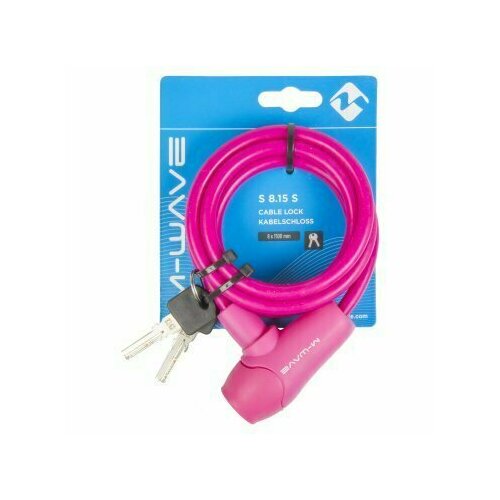 фото Замок 5-231018 вело 8х1500мм автом. силиконовый розовый m-wave