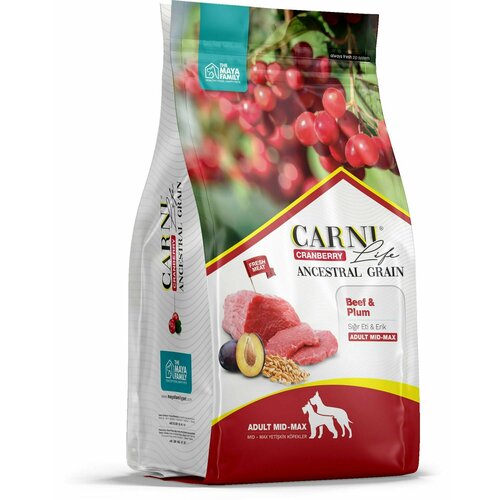 CARNI LIFE 2 шт по 2,5 кг Medium Maxi для собак средних и крупных пород говядина с черносливом и клюквой