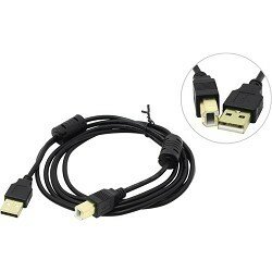 EXEGATE кабели EX138947RUS Кабель USB 2.0 A-->B 3м 2 фильтра, позолоченные контакты